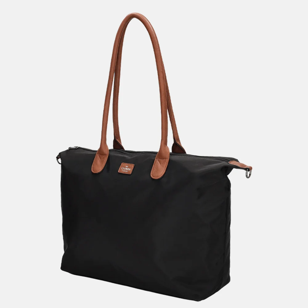 Charm London Buckingham shopper met 15.6 inch laptopvak L zwart bij Duifhuizen