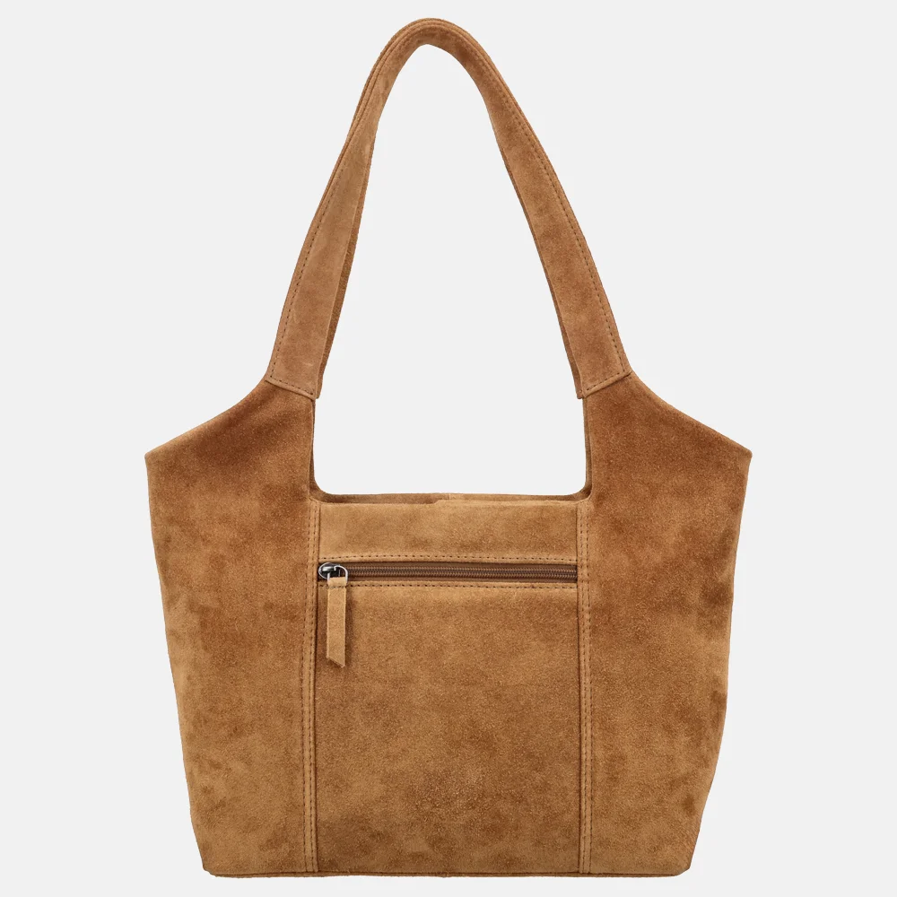 Hide & Stitches Brazos shopper M suede camel bij Duifhuizen