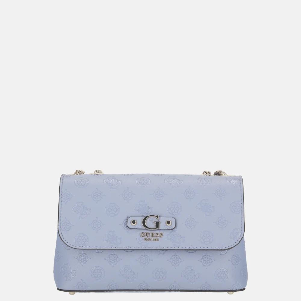 Guess Dita convertible flap crossbody tas Grey Blue Logo bij Duifhuizen