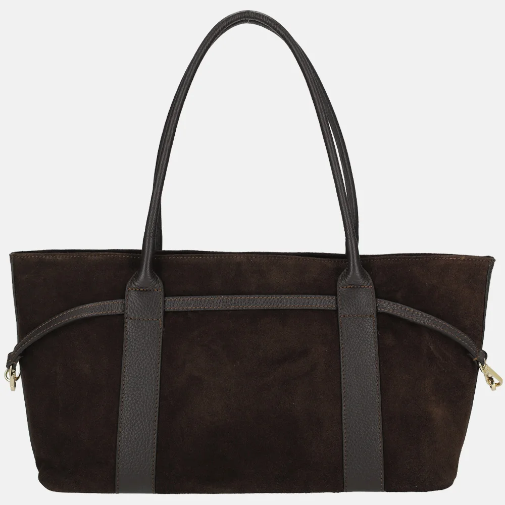 Charm London shopper suede donkerbruin bij Duifhuizen