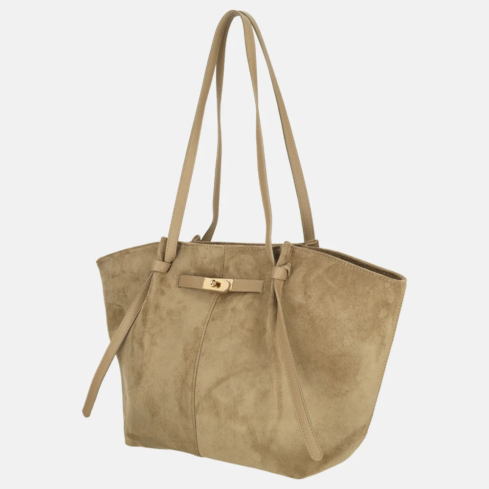 Firenze Suedine shopper L taupe bij Duifhuizen