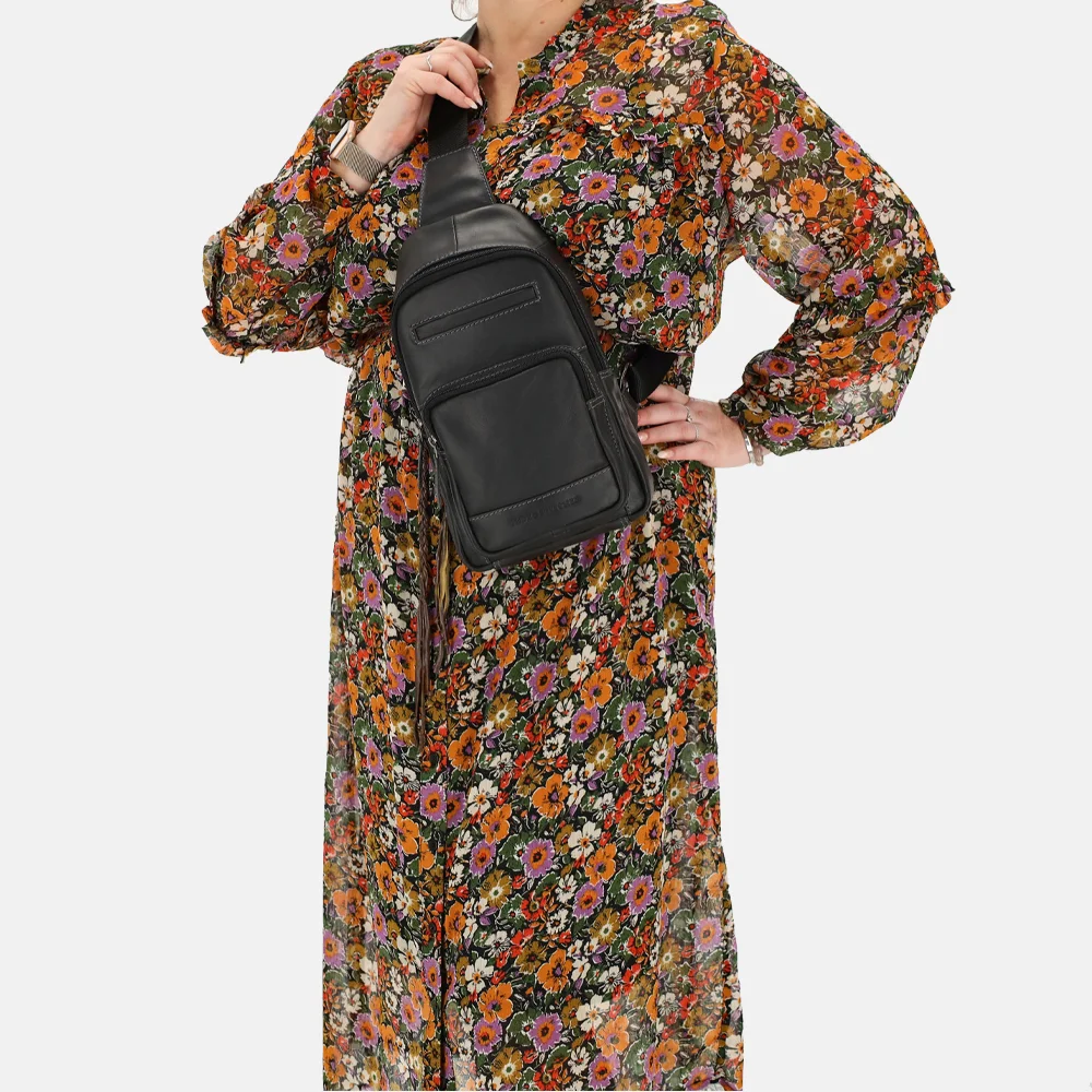 Hide & Stitches slingback crossbody tas zwart bij Duifhuizen