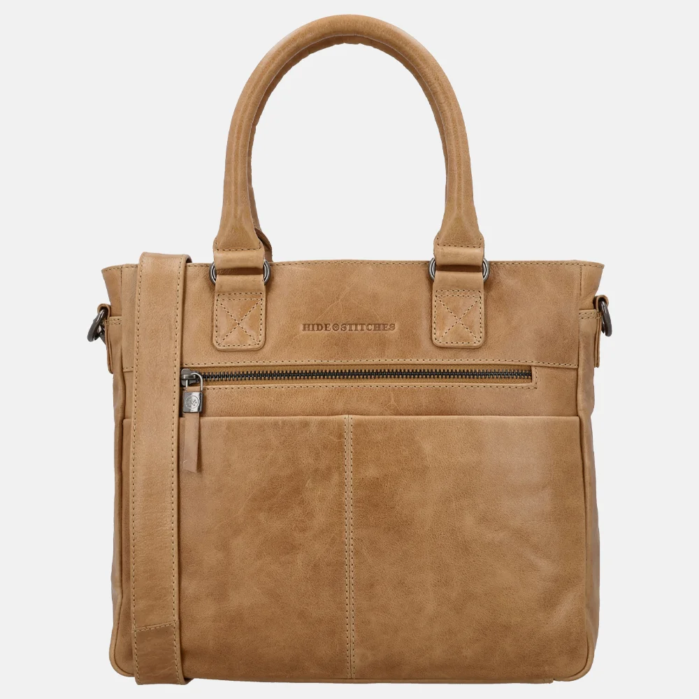 Hide & Stitches Porto handtas taupe bij Duifhuizen