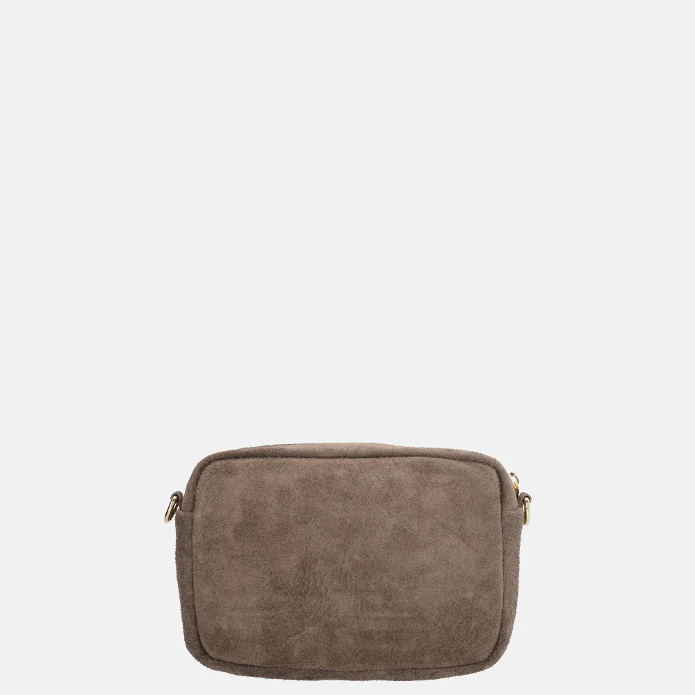 Charm London Elise crossbody tas suede taupe bij Duifhuizen
