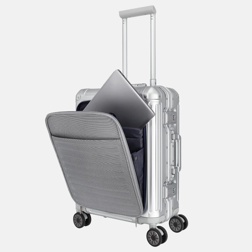 Travelite Next Frontpocket handbagage koffer 55 cm silver bij Duifhuizen
