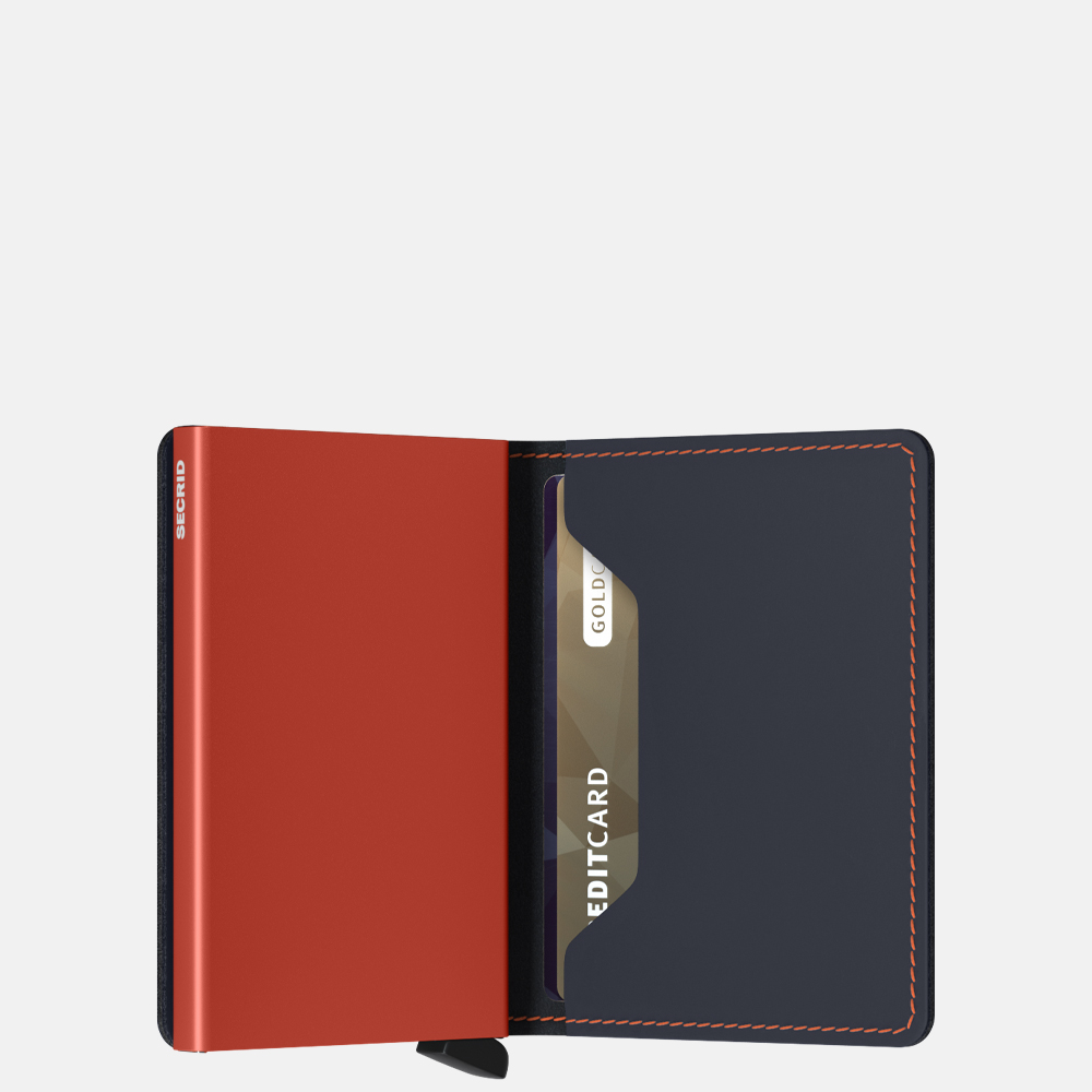 Secrid Slimwallet pasjeshouder matte night blue orange bij Duifhuizen