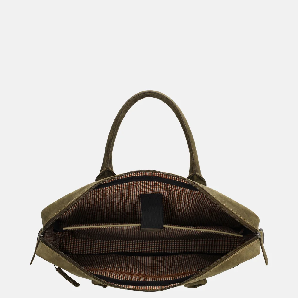 Hide & Stitches Idaho laptoptas 15 inch olijfgroen bij Duifhuizen