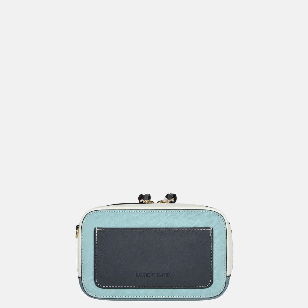 Laurent David Saffiano crossbody tas blue bij Duifhuizen