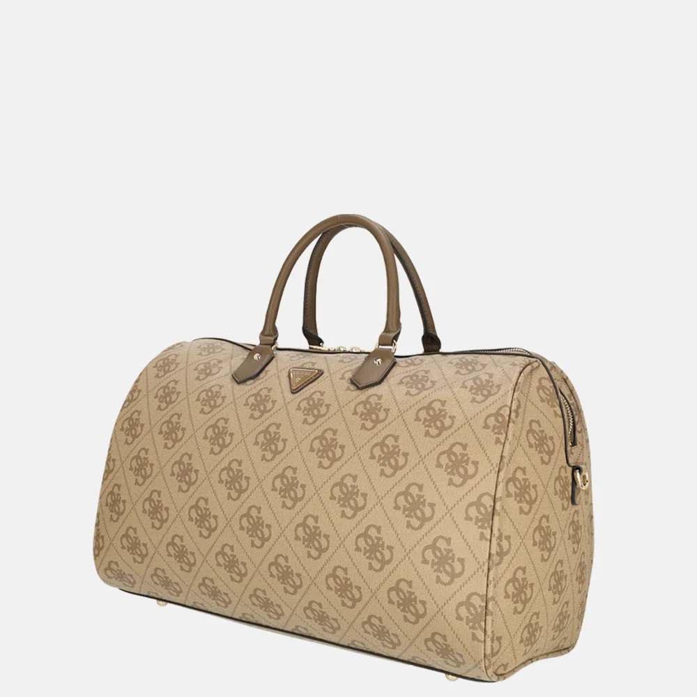 Guess Berta Weekender duffle weekendtas latte logo/brown bij Duifhuizen