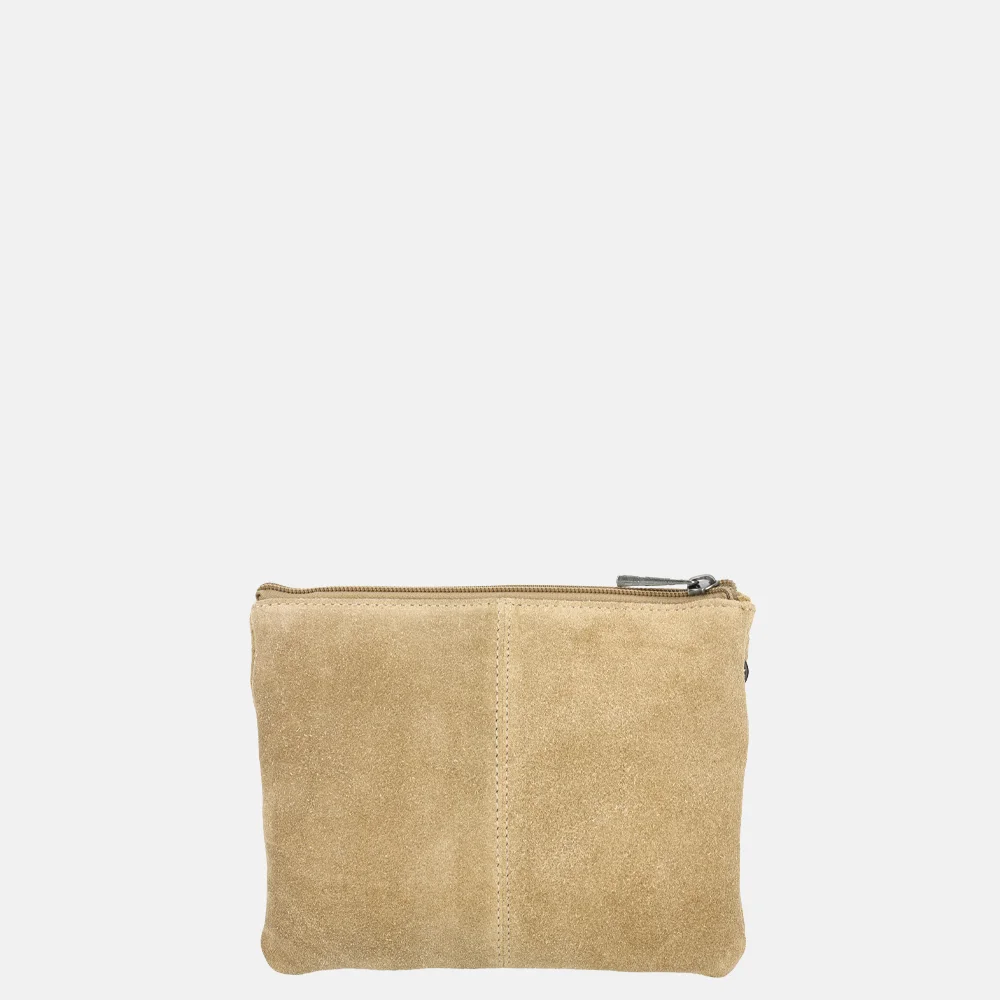Bear Design crossbody tas rits dubbelvak suede biscuit bij Duifhuizen