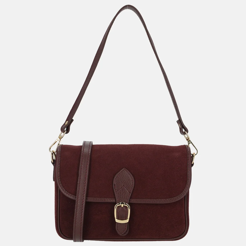 Charm London flap crossbody tas suede bordeaux bij Duifhuizen