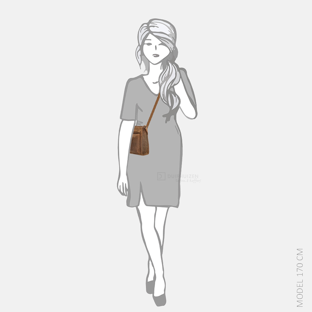 Hide & Stitches Idaho crossbody tas brown bij Duifhuizen