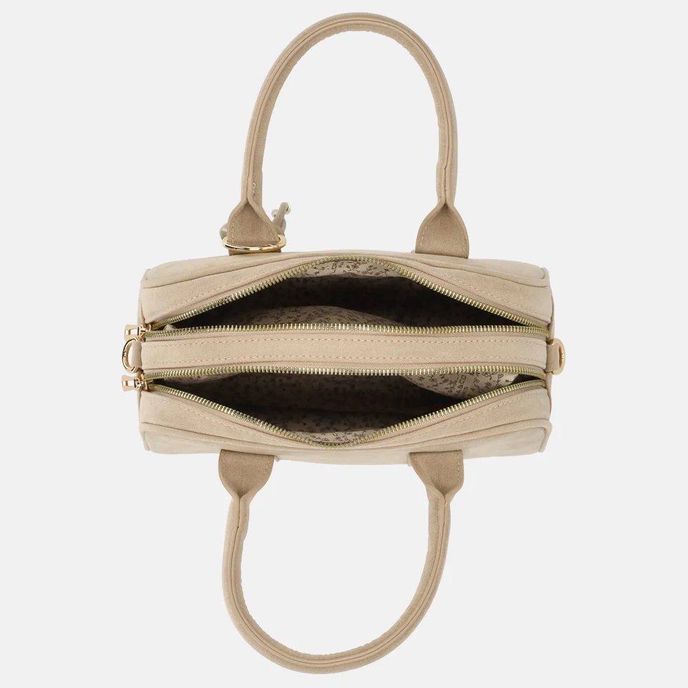 Flora & Co handtas bowling suedine beige bij Duifhuizen