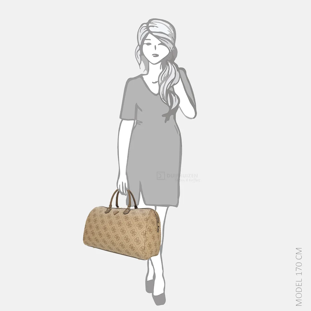 Guess Berta Weekender duffle weekendtas latte logo/brown bij Duifhuizen