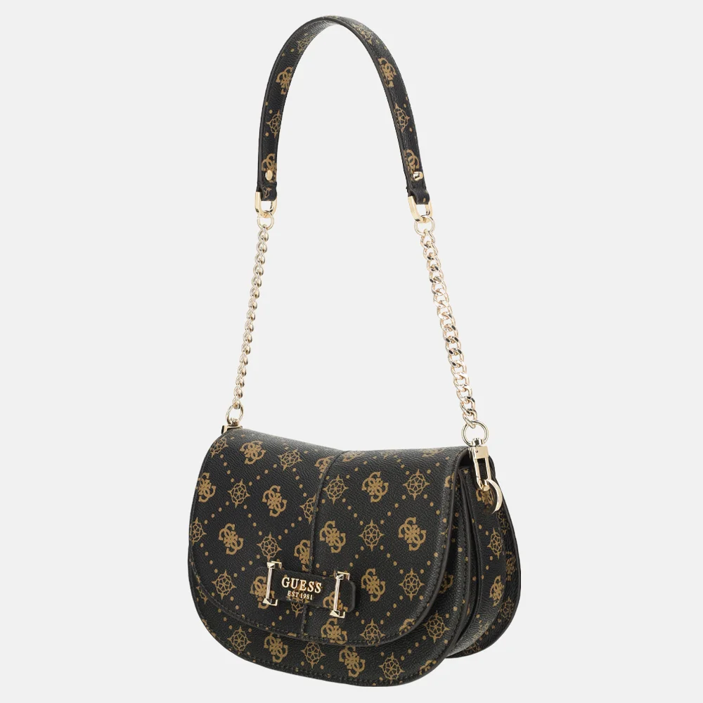 Guess Carrie schoudertas espresso logo bij Duifhuizen