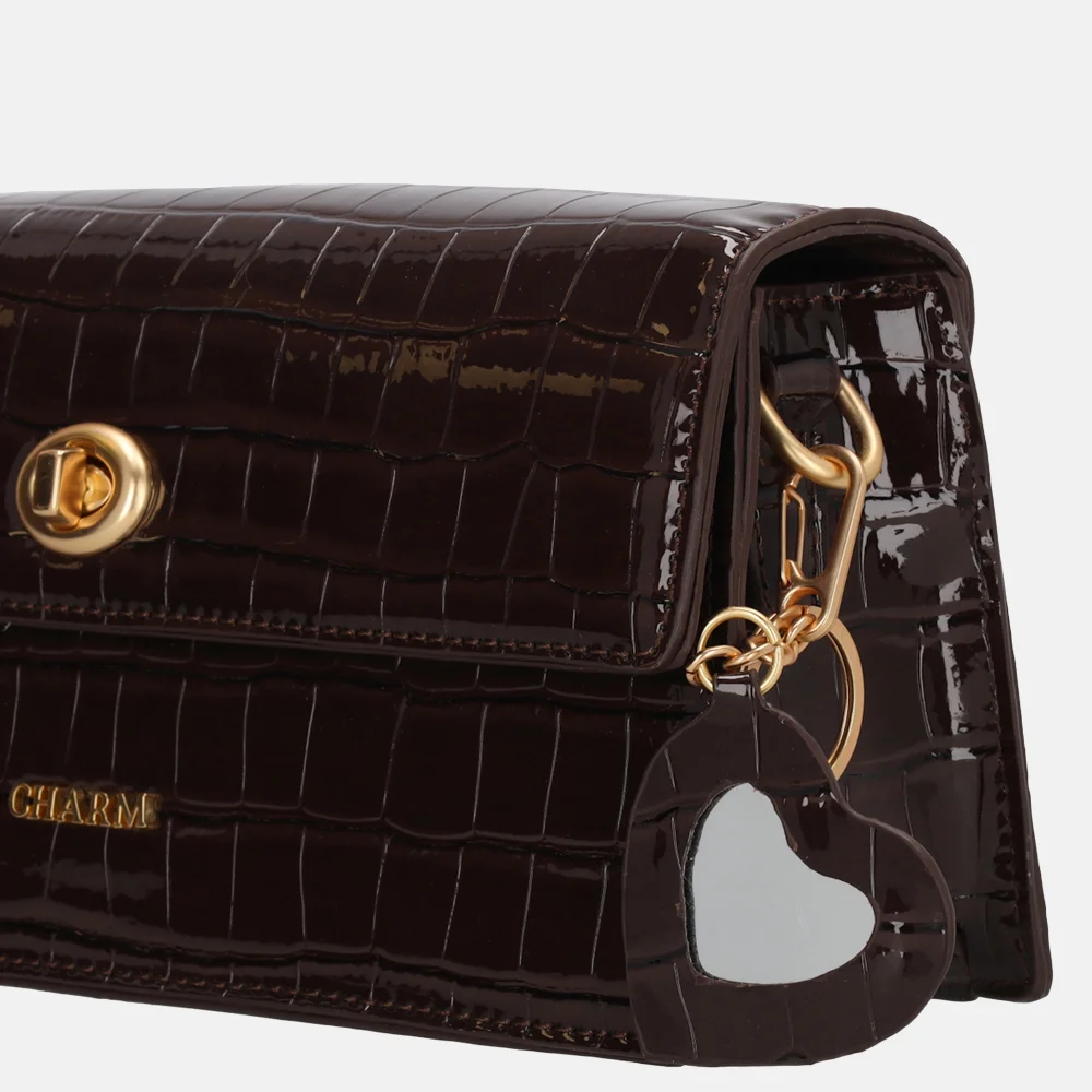 Charm London Knightsbridge schoudertas donkerbruin bij Duifhuizen