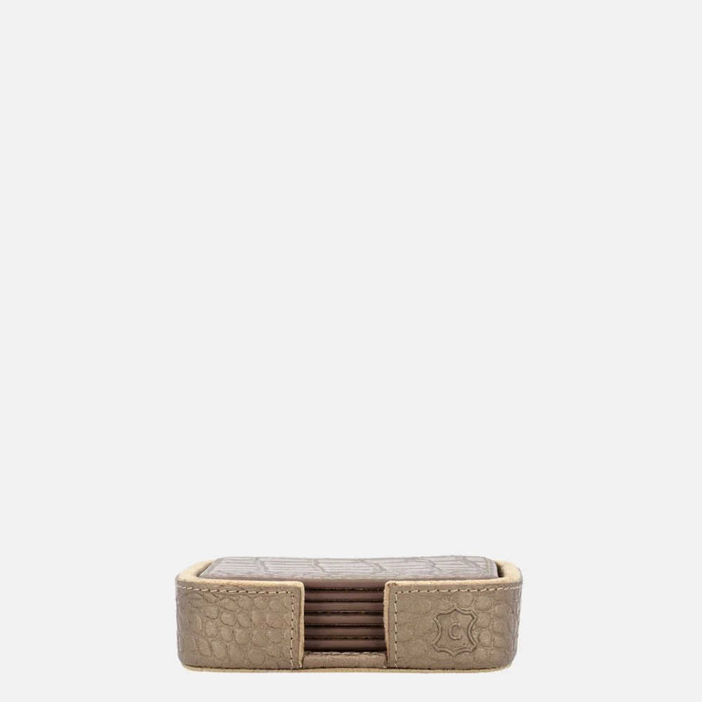 Chamada leren onderzetters croco vierkant koper