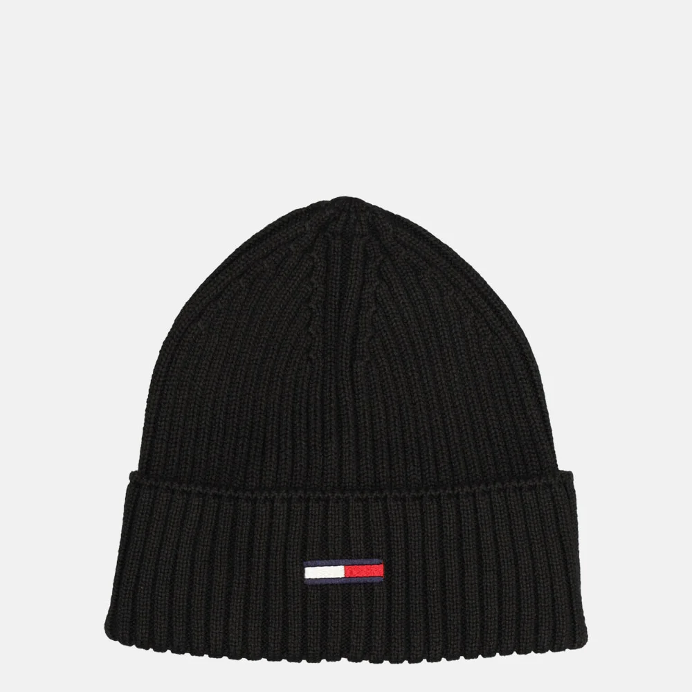 Tommy Hilfiger flag rib beanie muts twilight black bij Duifhuizen