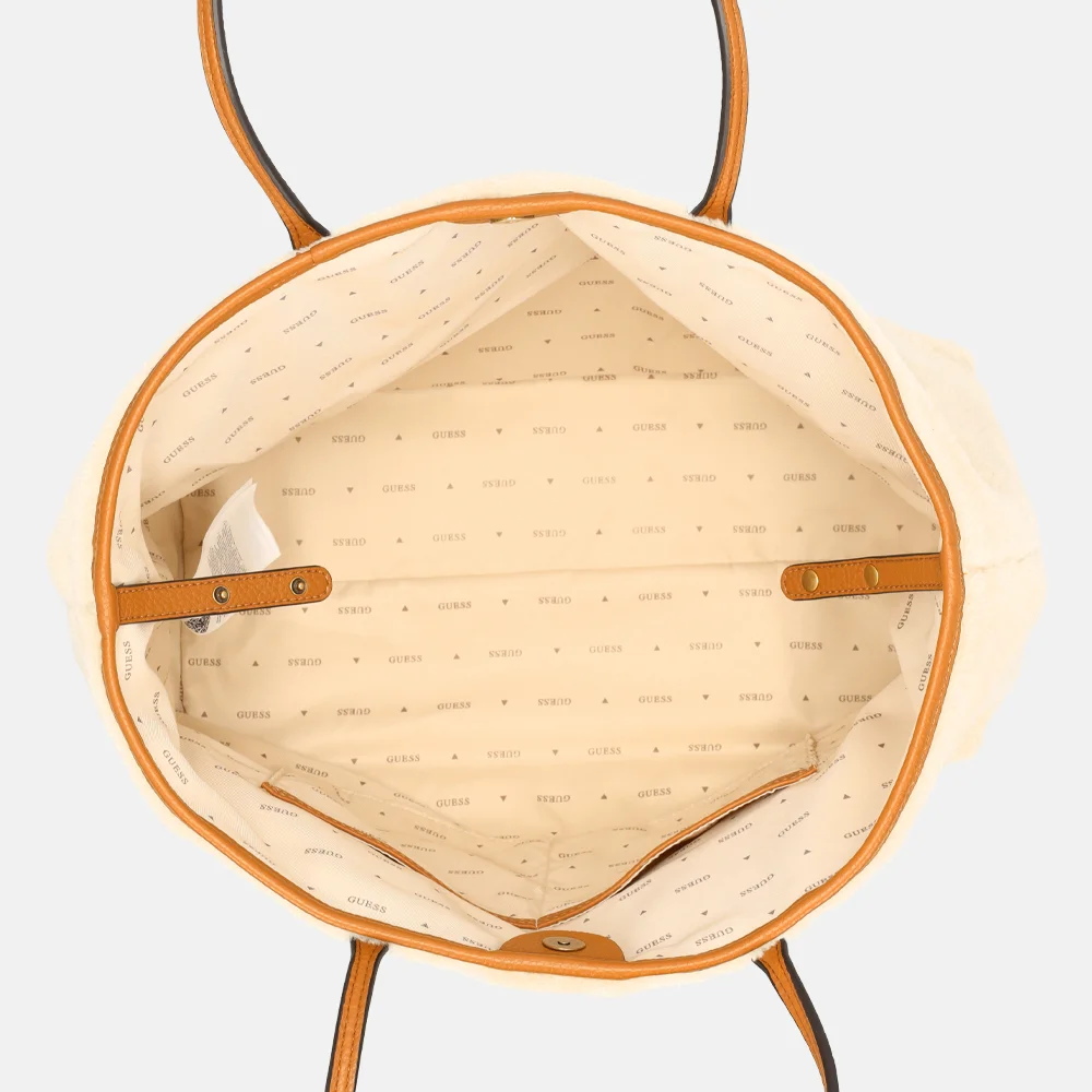 Guess Victtoria shopper L natural/cognac bij Duifhuizen