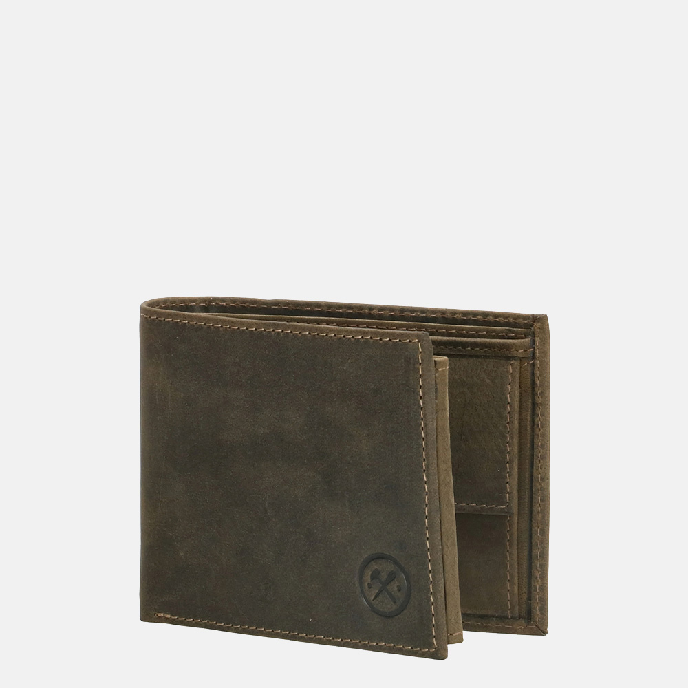 Hide & Stitches Idaho billfold olive green bij Duifhuizen