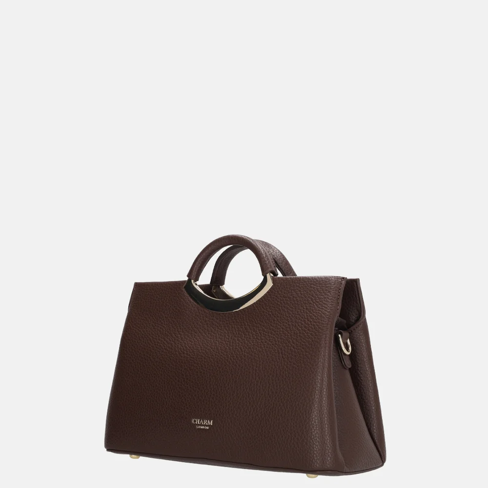 Charm London handtas beugel donkerbruin bij Duifhuizen