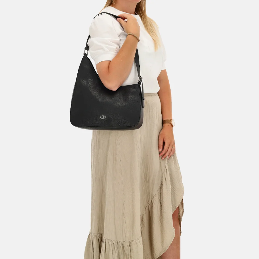 Charm London Mondmarte schoudertas zwart bij Duifhuizen