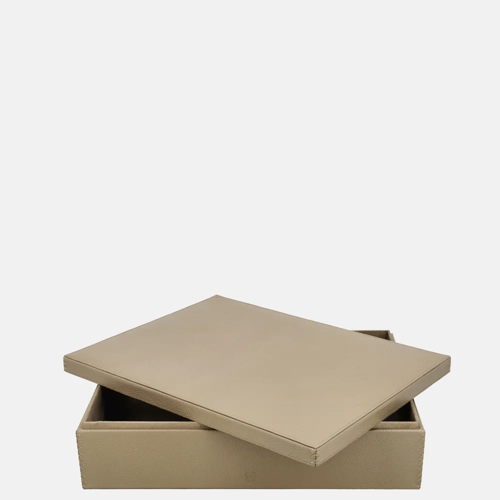 Chamada leren opbergbox rechthoek effen large taupe