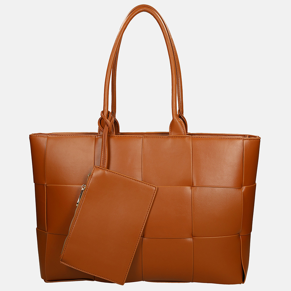 Firenze gevlochten shopper large cognac bij Duifhuizen