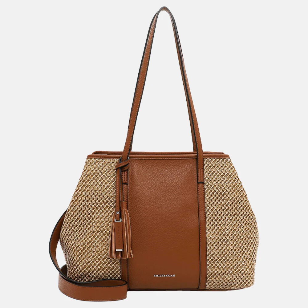 Emily & Noah Babette shopper riet cognac bij Duifhuizen