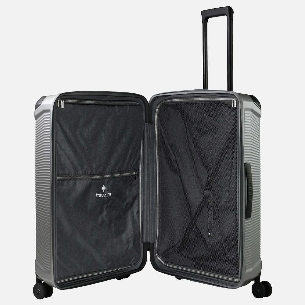Travelite Millennium spinner reiskoffer 76 cm zilver bij Duifhuizen