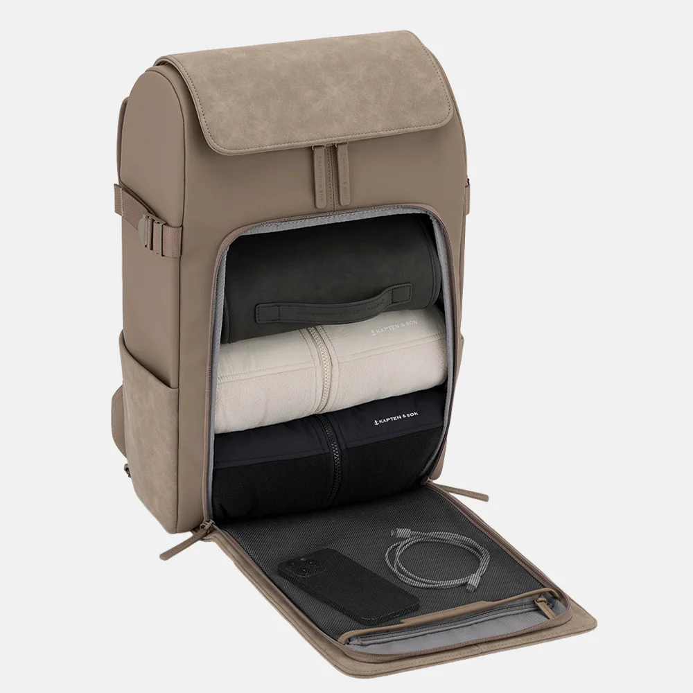 Kapten & Son Bali laptoprugzak L 15 inch walnut bij Duifhuizen