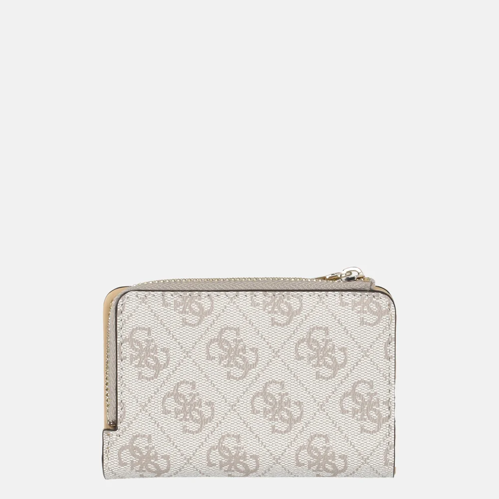 Guess Laurel II zip around card case portemonnee dark taupe logo bij Duifhuizen