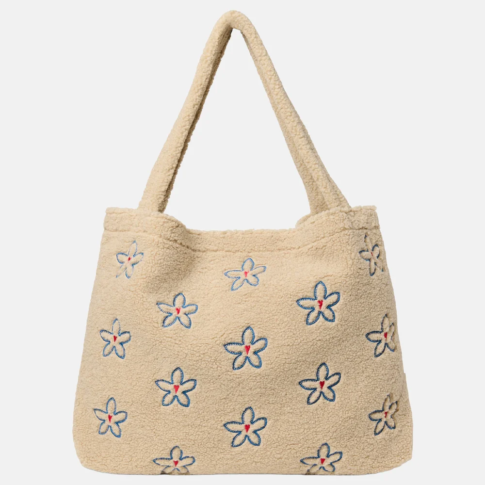 Studio Noos Teddy Embroidery mom bag shopper ecru bij Duifhuizen
