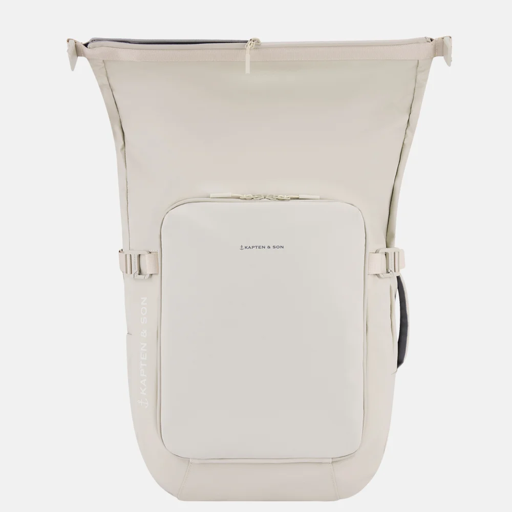 Kapten & Son Lisbon roll-top laptoprugzak sandstone bij Duifhuizen