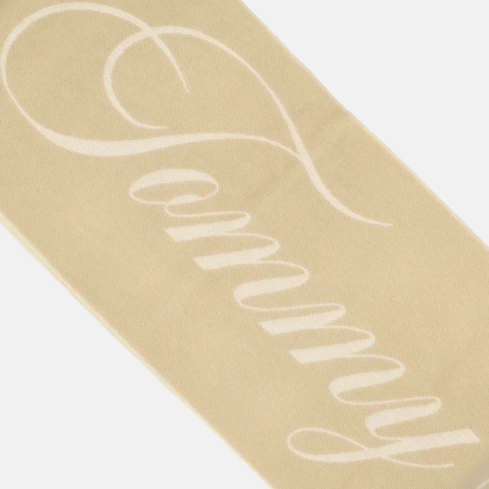 Tommy Hilfiger Script logo sjaal Sandalwood bij Duifhuizen