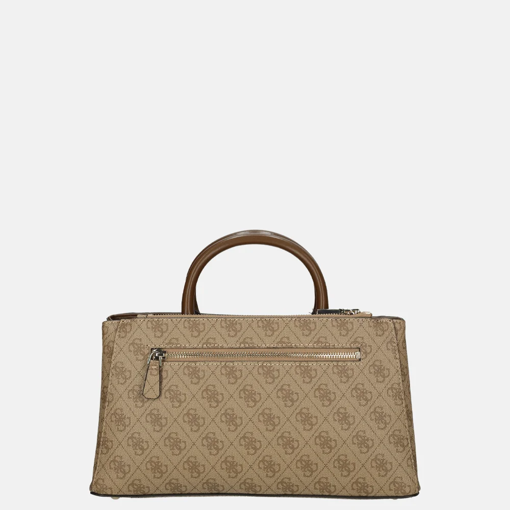 Guess Eco Mietta SML society satchel handtas latte logo/brown bij Duifhuizen