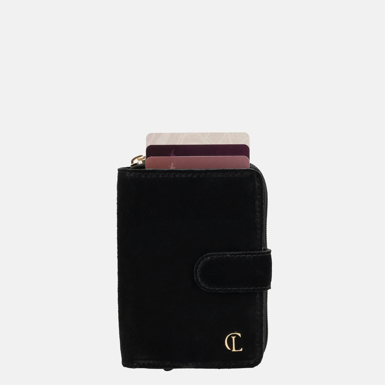 Charm London Sevilla portemonnee suede zwart bij Duifhuizen