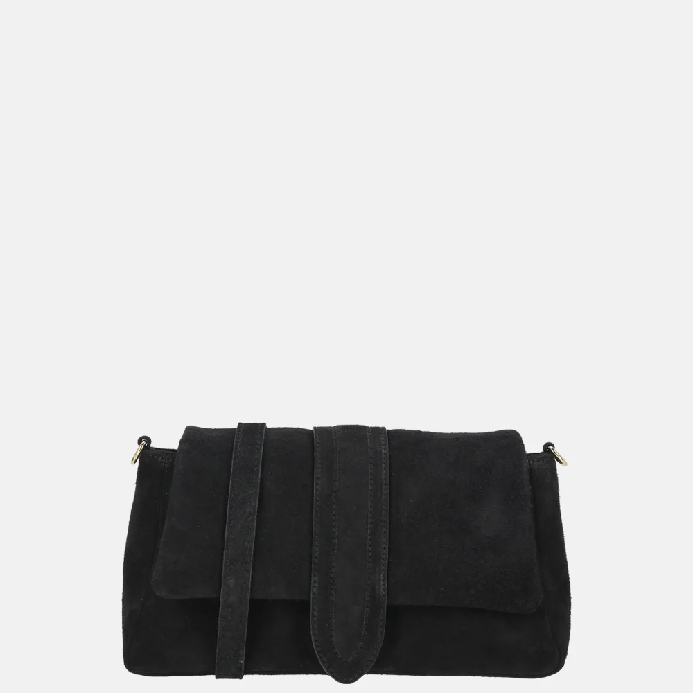 Charm London overslag schoudertas suede zwart