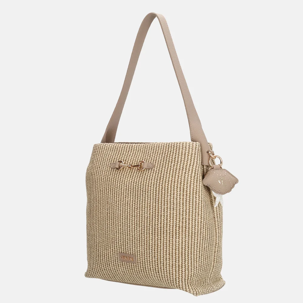 Charm London Santorini schoudertas M taupe bij Duifhuizen