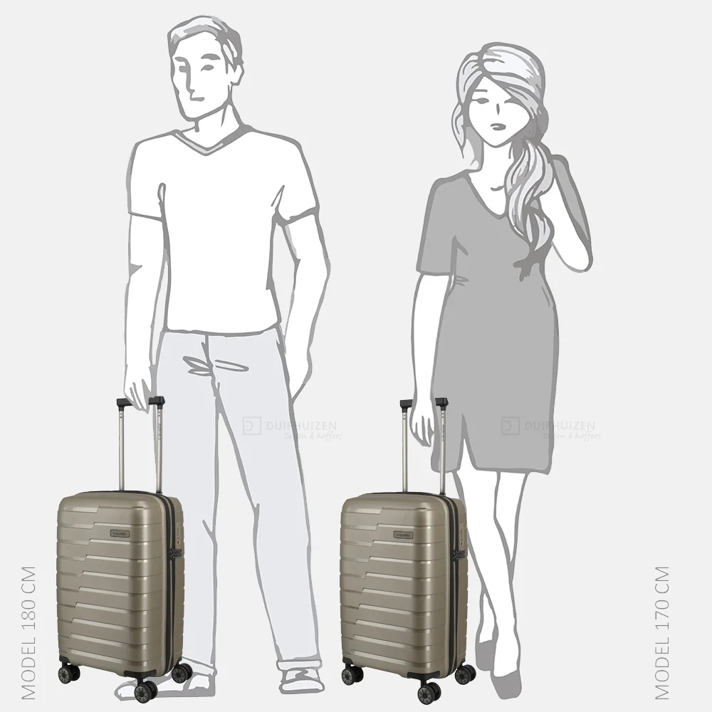 Travelite Air Base handbagage koffer slim 55 cm champagne bij Duifhuizen