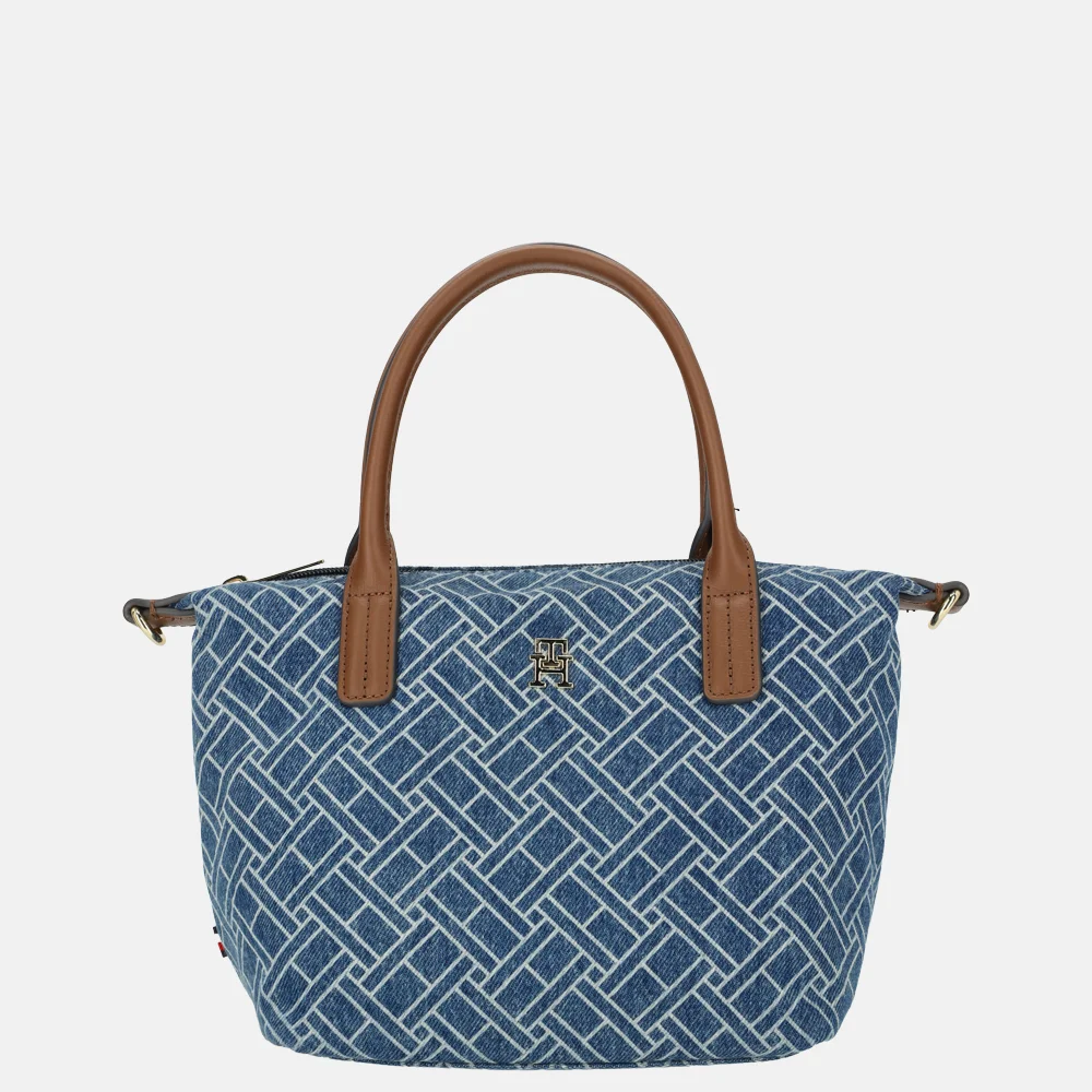 Tommy Hilfiger Popette mini tote handtas flag blue denim bij Duifhuizen