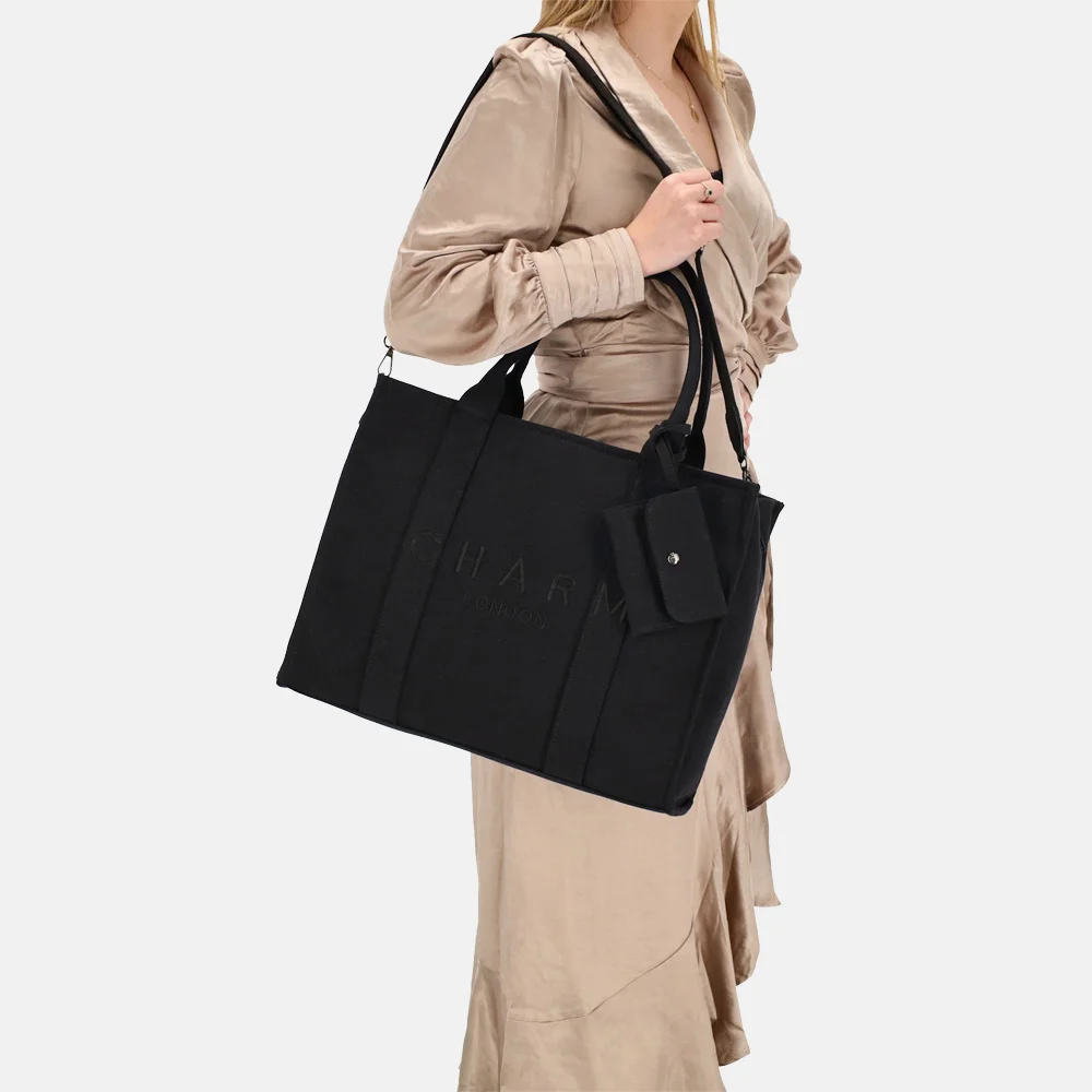 Charm London shopper/laptoptas 15 inch zwart bij Duifhuizen