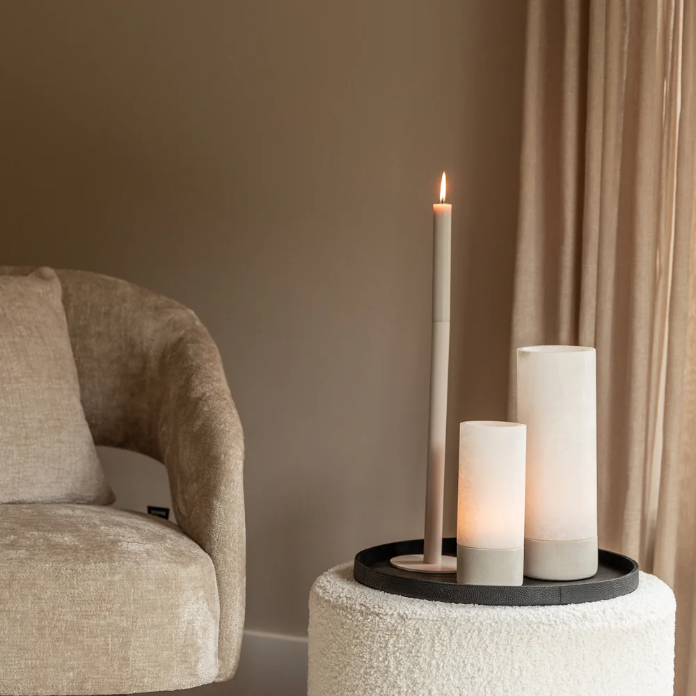 Chamada leren dienblad rond effen L black bij Duifhuizen