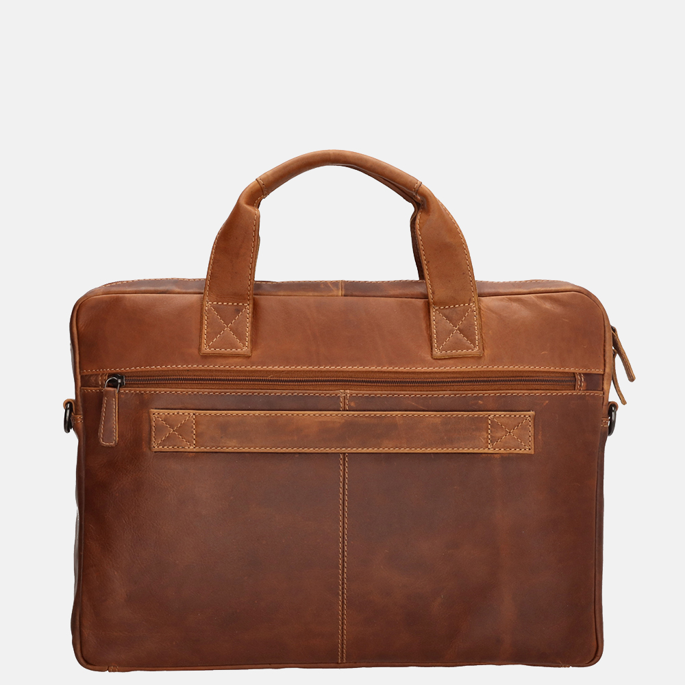 Hide & Stitches Japura laptoptas 15.6 inch cognac bij Duifhuizen