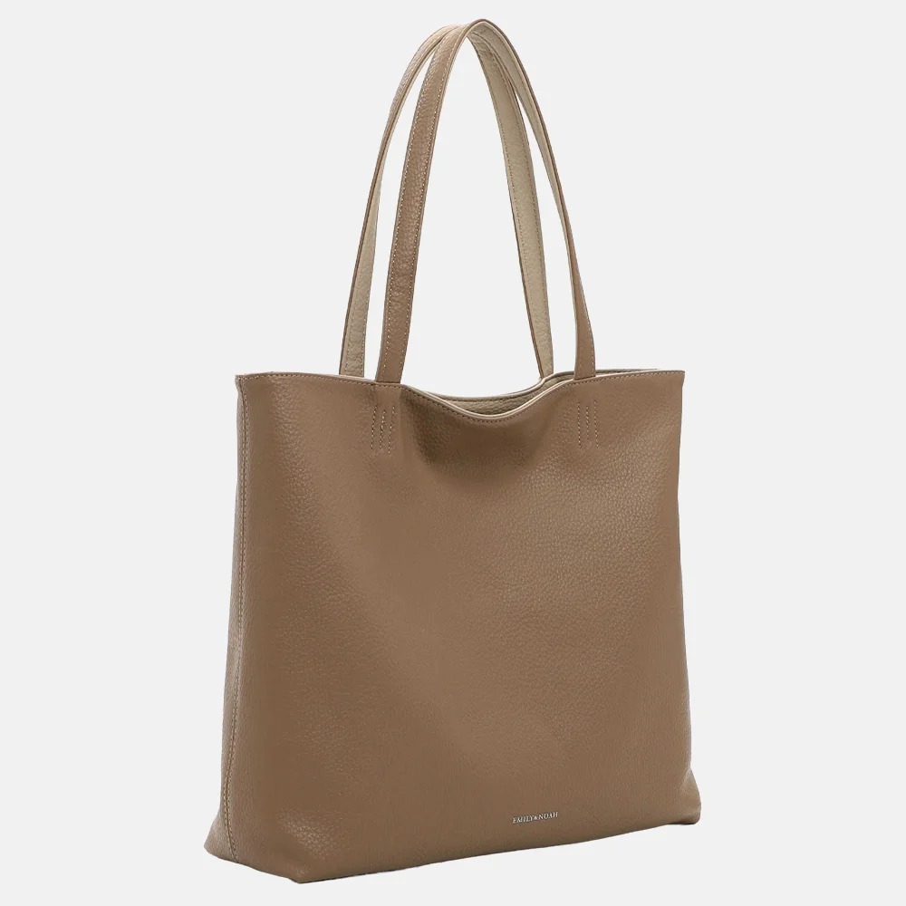 Emily & Noah Eva bag-in-bag shopper reversible taupe/creme bij Duifhuizen