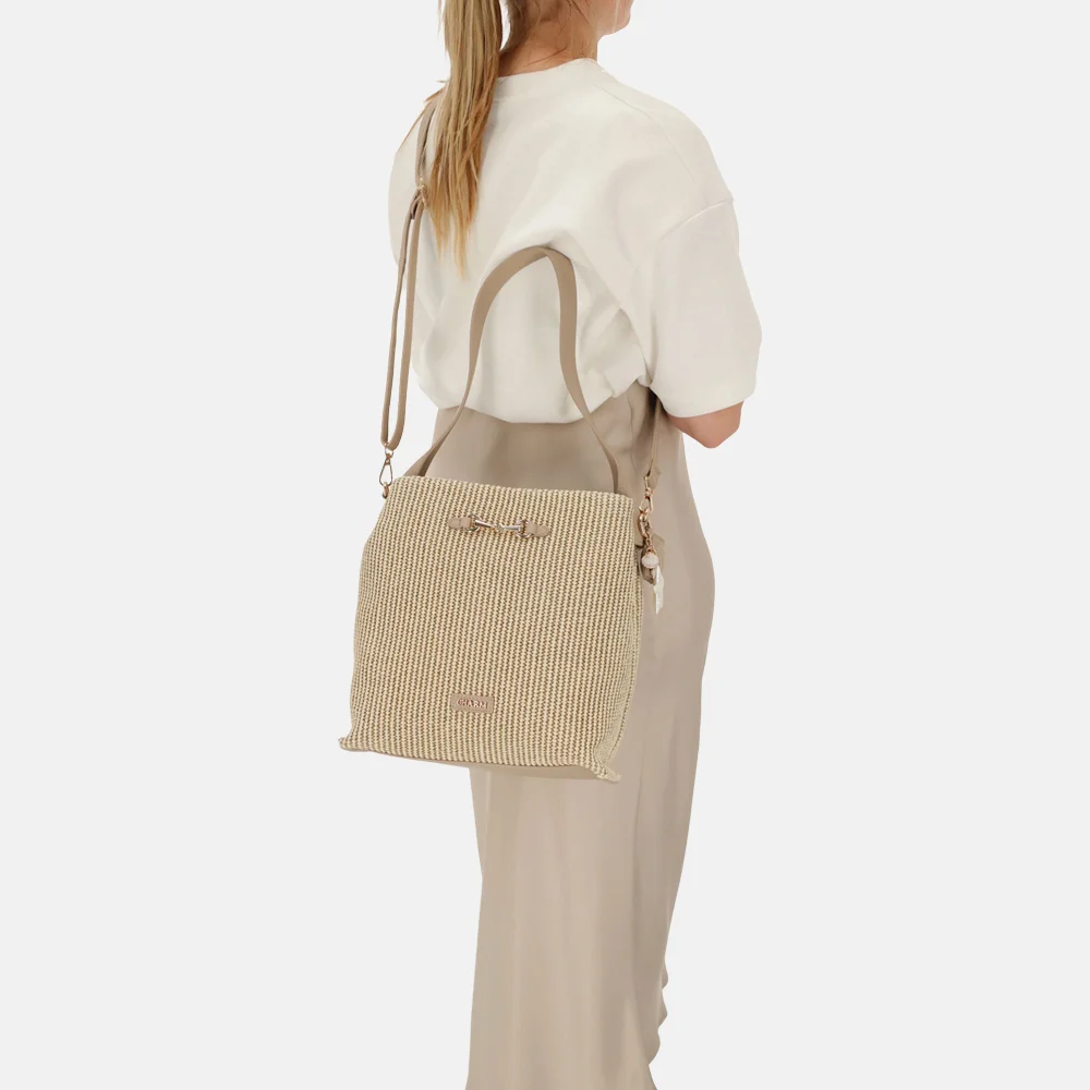 Charm London Santorini schoudertas M taupe bij Duifhuizen