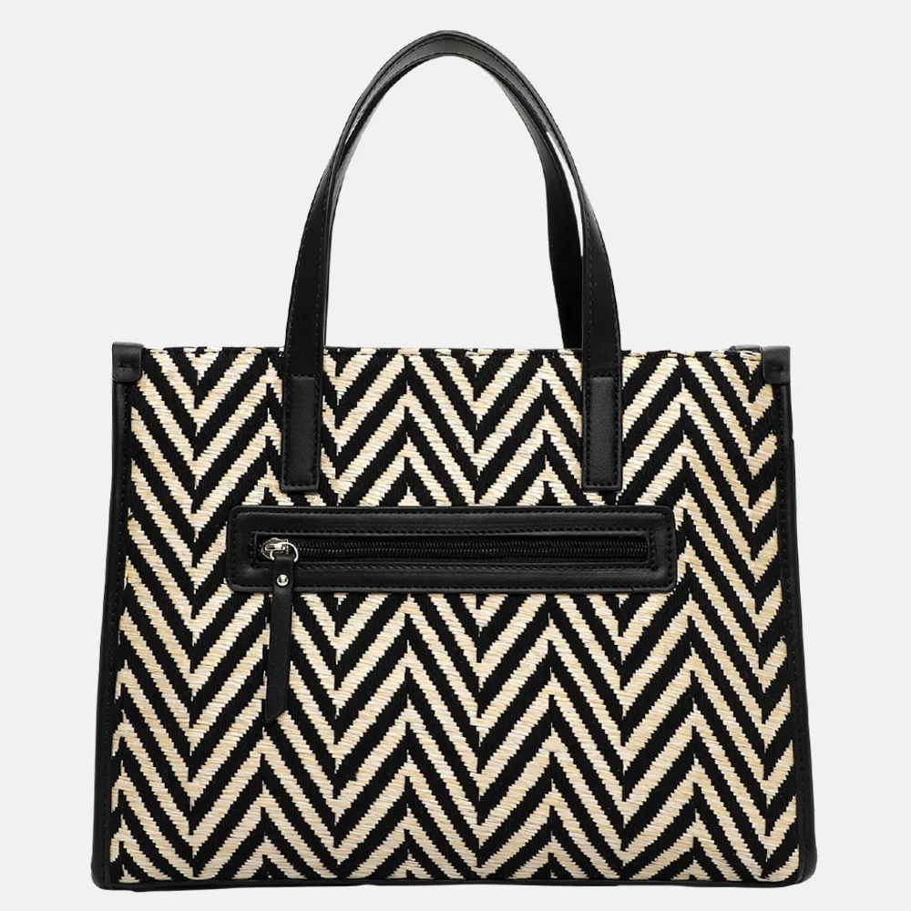 Emily & Noah Raffia handtas M black/taupe bij Duifhuizen