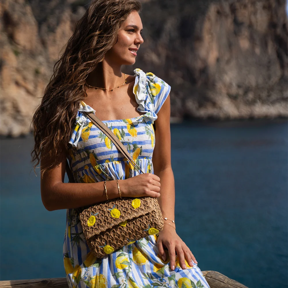 Zebra Trends rieten crossbody tas lemon bij Duifhuizen
