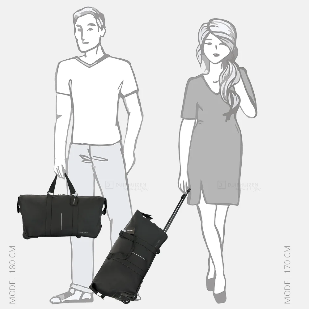 New Rebels Mart Duffle reistas op wielen black bij Duifhuizen