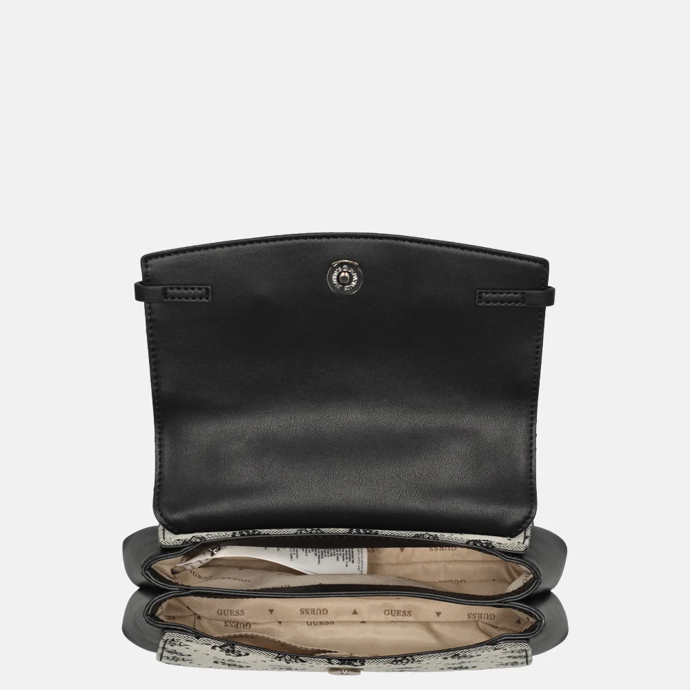 Guess Melinda top handle flap handtas black logo bij Duifhuizen